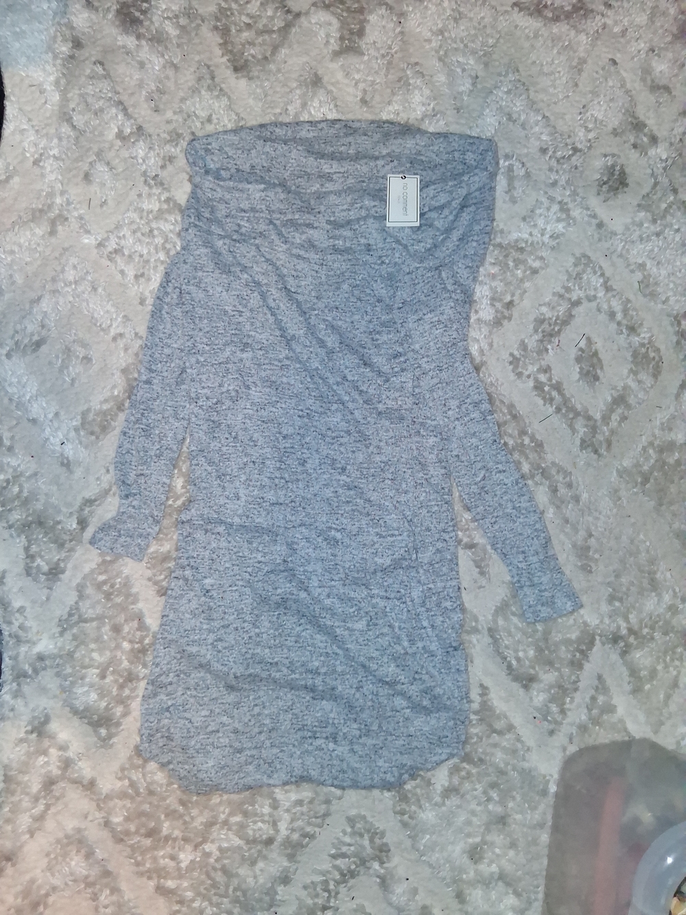 Off-Shoulder Long Sleeve Mini Dress in Heather Gray